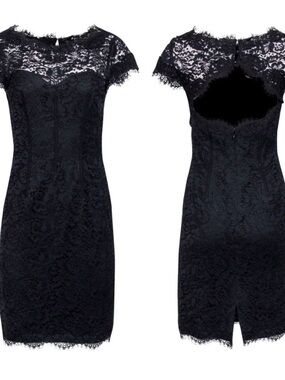 Monique Lhuillier Lace Open Back Sheath Dress